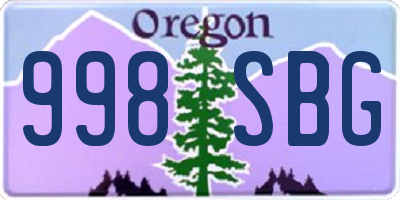 OR license plate 998SBG
