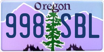OR license plate 998SBL