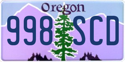 OR license plate 998SCD
