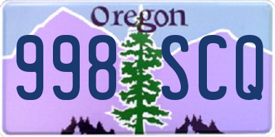 OR license plate 998SCQ