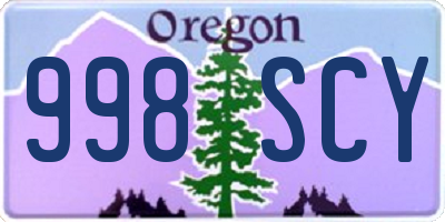 OR license plate 998SCY