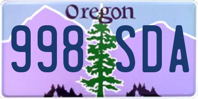 OR license plate 998SDA