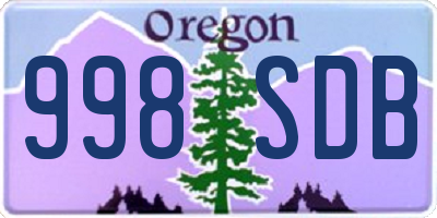 OR license plate 998SDB