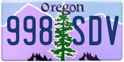 OR license plate 998SDV