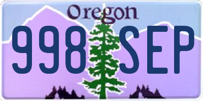 OR license plate 998SEP