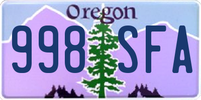 OR license plate 998SFA