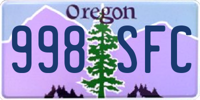 OR license plate 998SFC