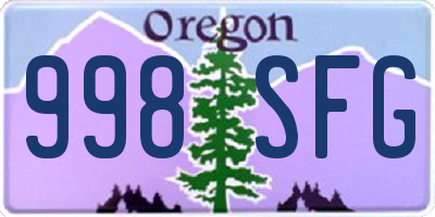 OR license plate 998SFG