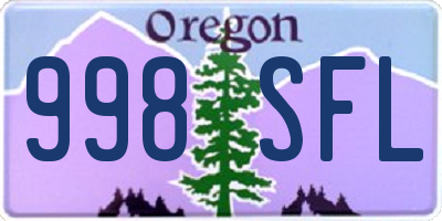 OR license plate 998SFL