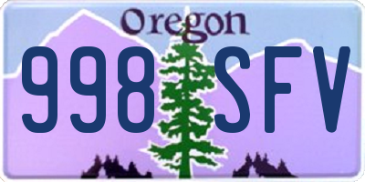 OR license plate 998SFV