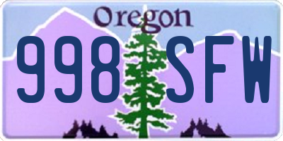 OR license plate 998SFW