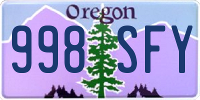 OR license plate 998SFY