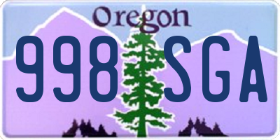 OR license plate 998SGA