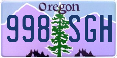 OR license plate 998SGH