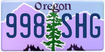 OR license plate 998SHG