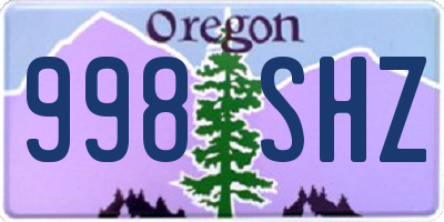 OR license plate 998SHZ