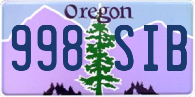 OR license plate 998SIB