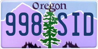 OR license plate 998SID