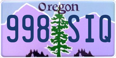 OR license plate 998SIQ