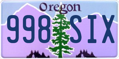 OR license plate 998SIX