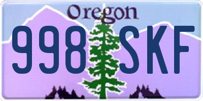 OR license plate 998SKF