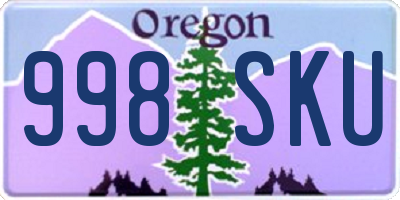 OR license plate 998SKU