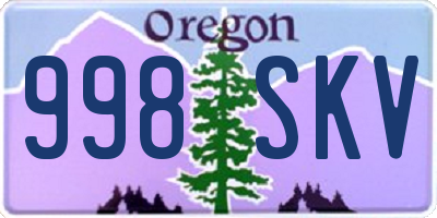 OR license plate 998SKV