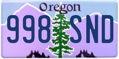 OR license plate 998SND