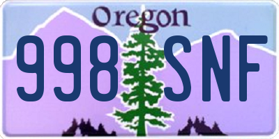 OR license plate 998SNF