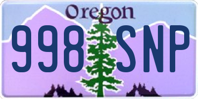 OR license plate 998SNP