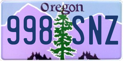 OR license plate 998SNZ