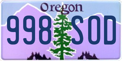 OR license plate 998SOD