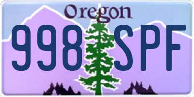 OR license plate 998SPF