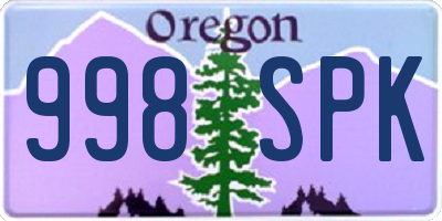 OR license plate 998SPK