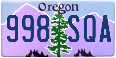 OR license plate 998SQA