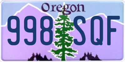 OR license plate 998SQF