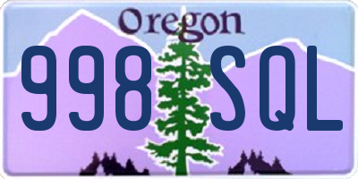 OR license plate 998SQL