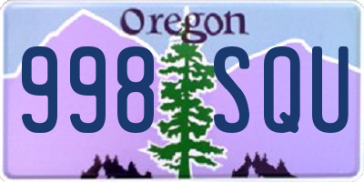 OR license plate 998SQU