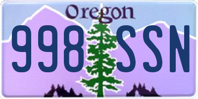 OR license plate 998SSN