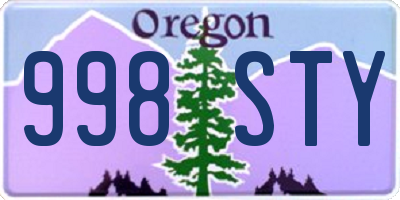OR license plate 998STY