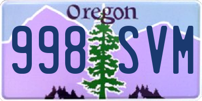 OR license plate 998SVM