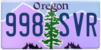 OR license plate 998SVR