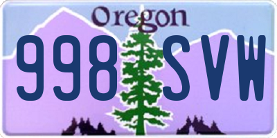 OR license plate 998SVW