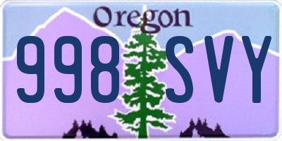 OR license plate 998SVY