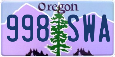 OR license plate 998SWA