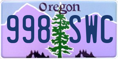 OR license plate 998SWC