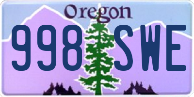 OR license plate 998SWE