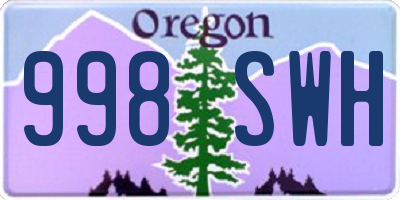 OR license plate 998SWH