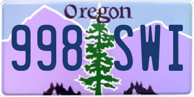 OR license plate 998SWI