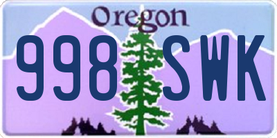 OR license plate 998SWK